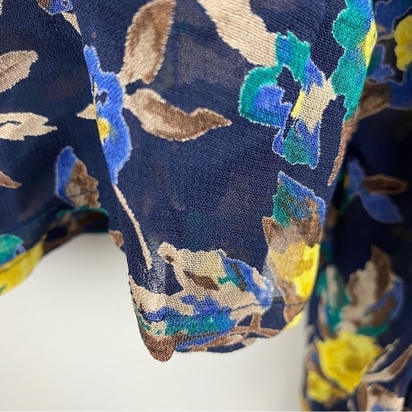 ANTHROPOLOGIE Meadow Rue Strasser Floral Print Embellished Long Sleeve Blouse XS - Picture 7 of 15